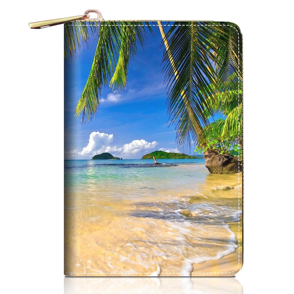 7565 Credit Card Holder Wallets , Shore Palms Tropical Beach Design RFID